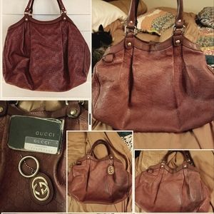 GUCCI BURGUNDY LEATHER BAG!